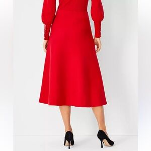 Ann Taylor Vibrant Red sweater midi A line Skirt women’s size medium